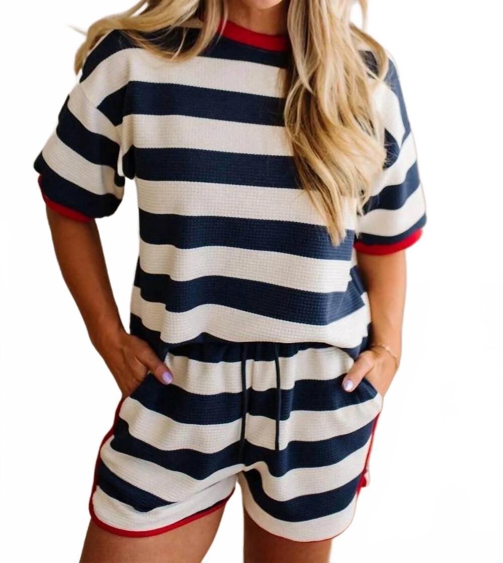 NEW LOVLOV bless it lounge shorts set in navy